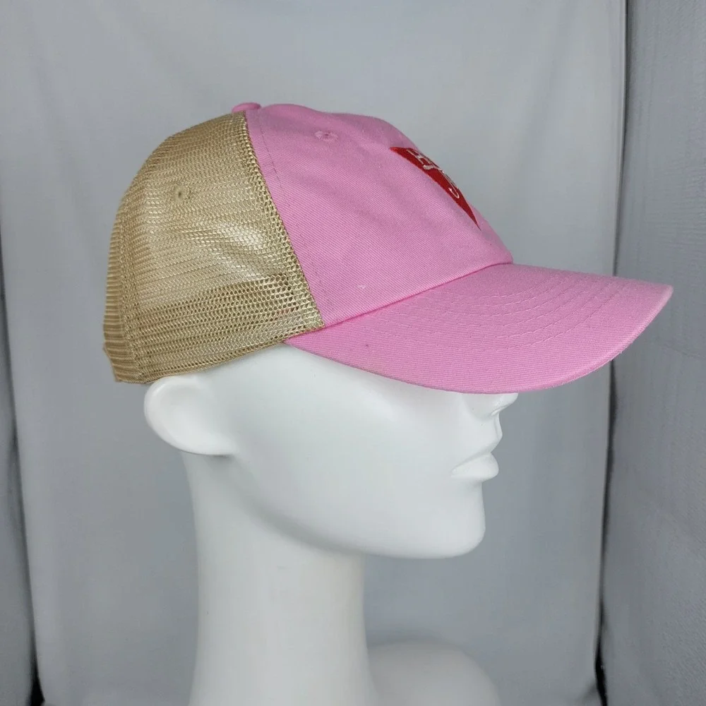 HOOK + GAFF Watch Company Hat Mesh Cap Pink Tan Mesh Hook &‎ Loop Adjustable